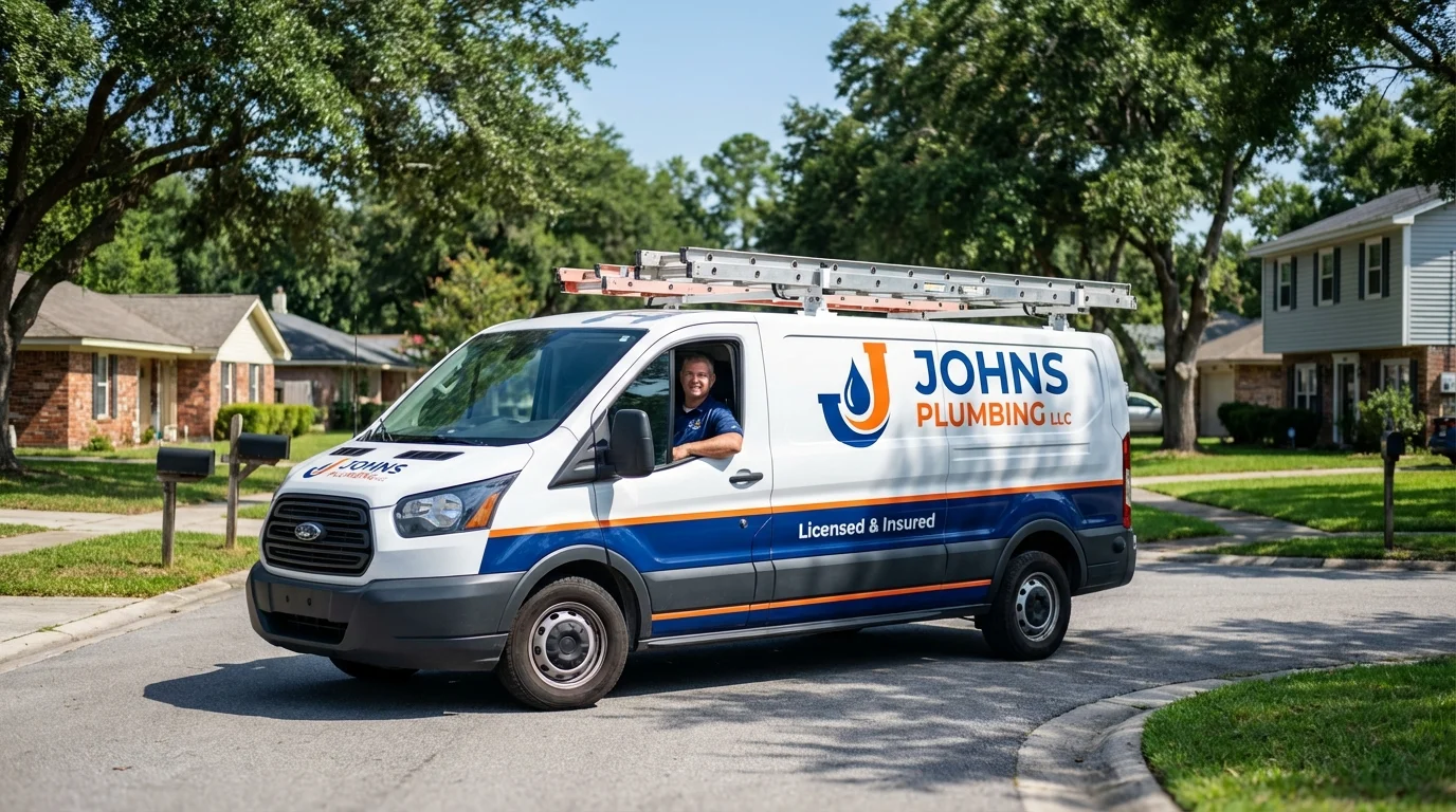 Johns Plumbing LLC service van in Key Biscayne, FL