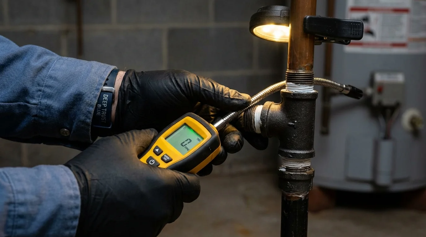Gas leak detection with electronic sniffer by Johns Plumbing LLC in Key Biscayne