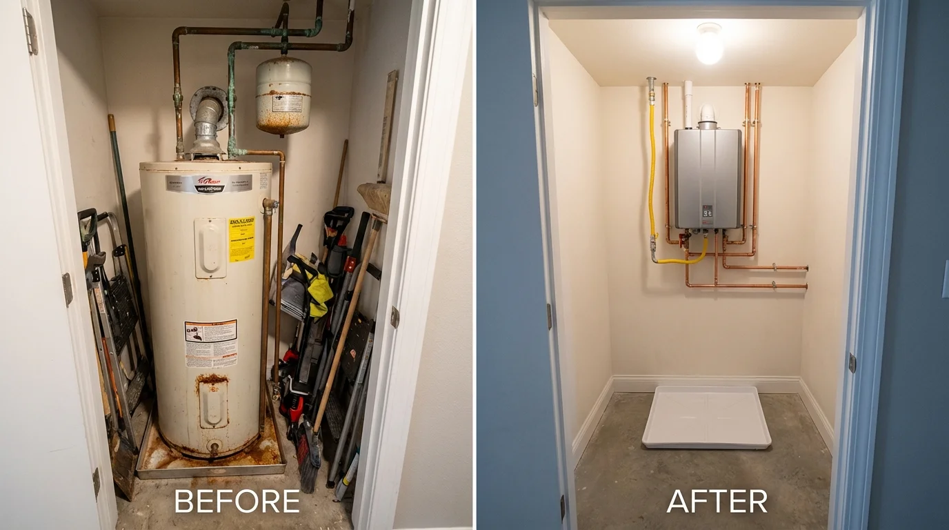 Tank water heater versus wall-mounted tankless unit comparison for Key Biscayne, FL homeowners