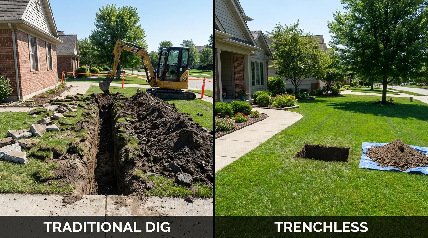 Trenchless sewer repair with minimal yard damage versus traditional excavation in Key Biscayne, FL